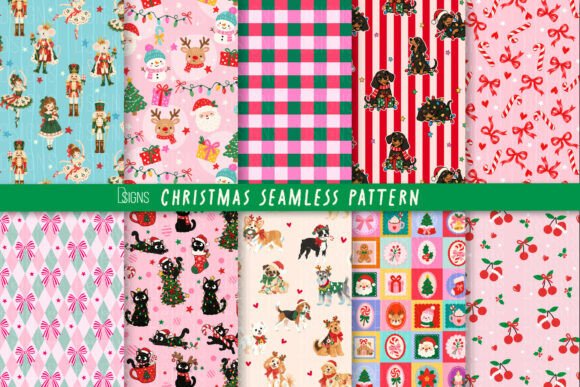 Whimsical Christmas Pattern Bundle PNG