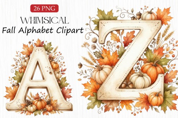 Whimsical Fall Alphabet Clipart
