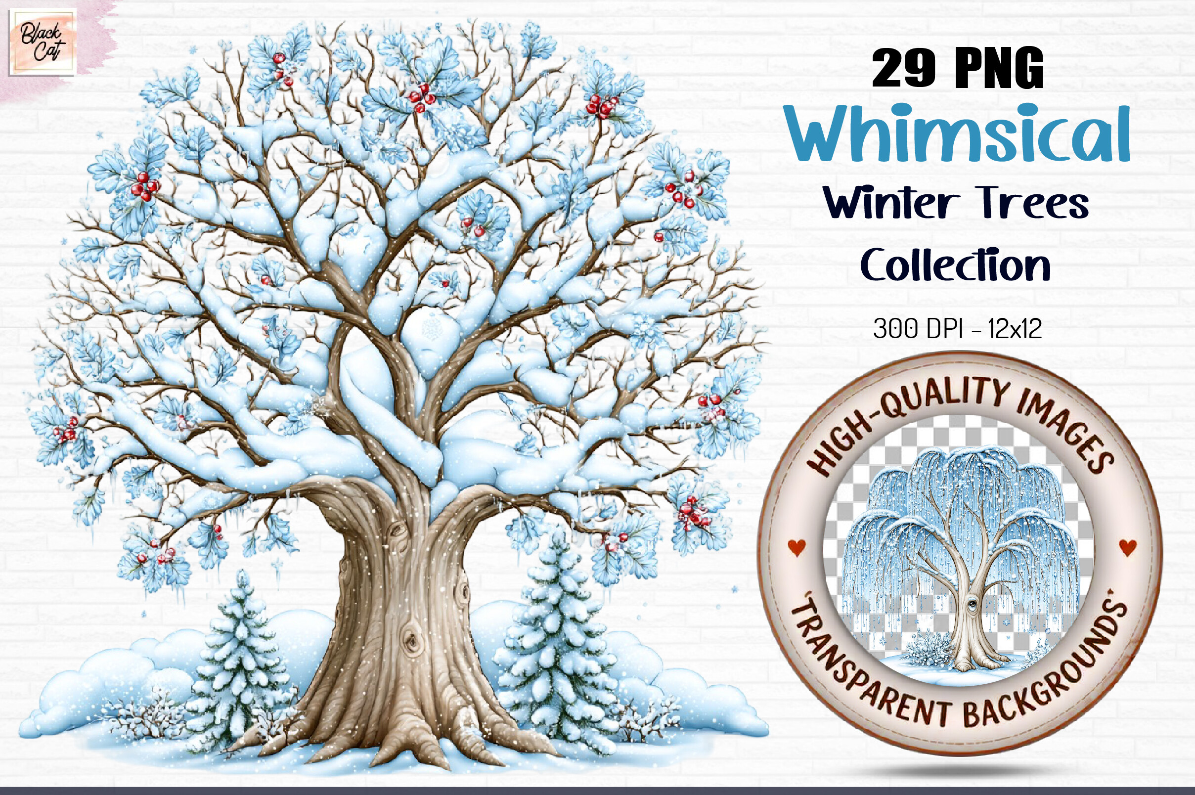 Whimsical Winter Trees Collection PNG