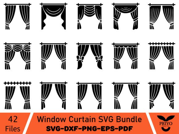 Window Curtain SVG Bundle, Curtain Svg