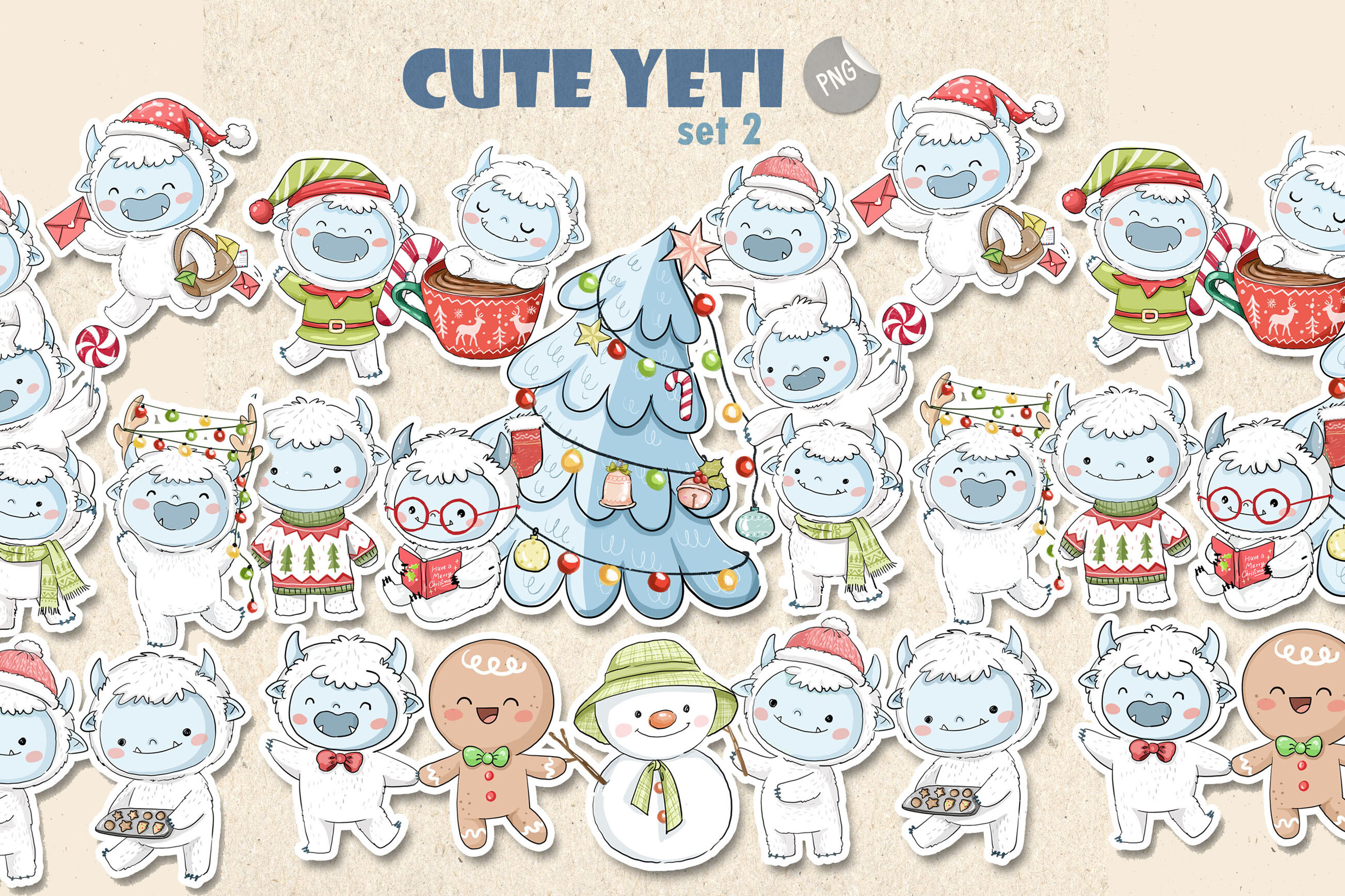 Yetis Christmas Set2 Clipart