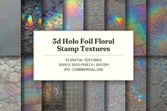 3D Holo Foil Floral Stamp Texture