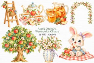 Apple Orchard Watercolor Clipart Graphic by PLAY ZONE · Creative Fabrica