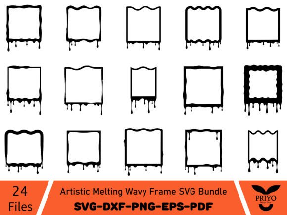 Artistic Melting Wavy Frame SVG Bundle