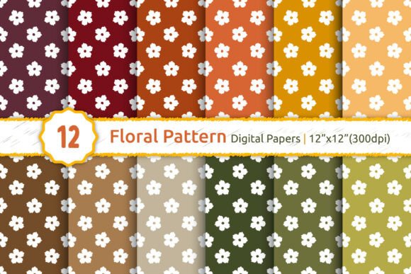 Autumn Floral Pattern Digital Paper Set