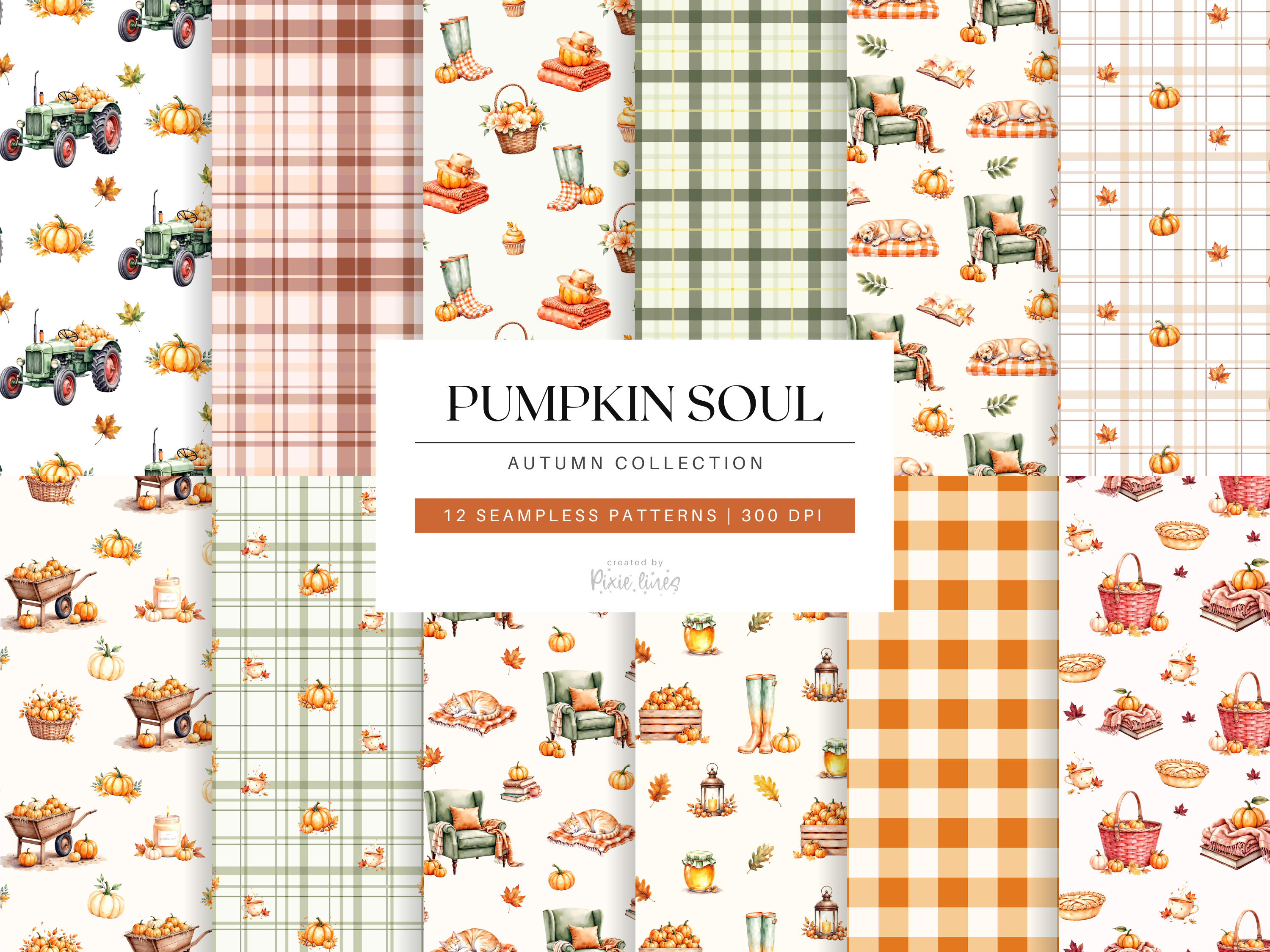 Autumn Pumpkin Soul Seamless Patterns