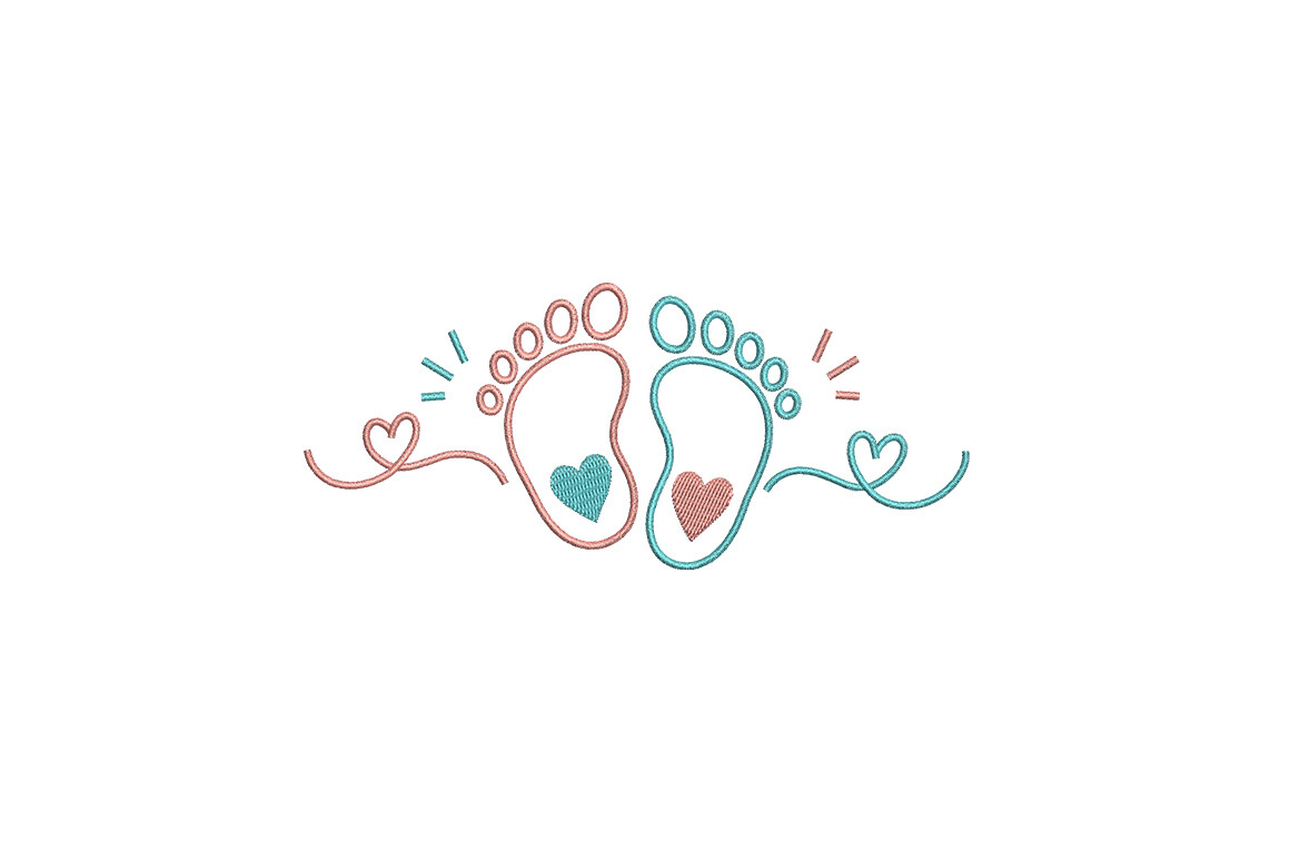 Baby Footprints Heart · Creative Fabrica
