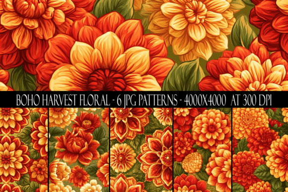 Boho Harvest Floral Seamless Patterns