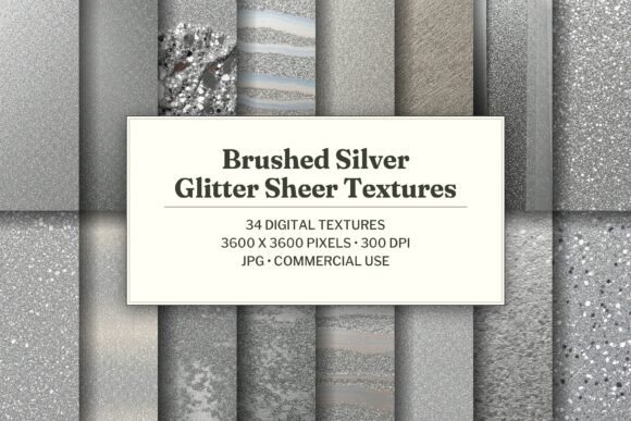 Brushed Silver Glitter Sheer Texture