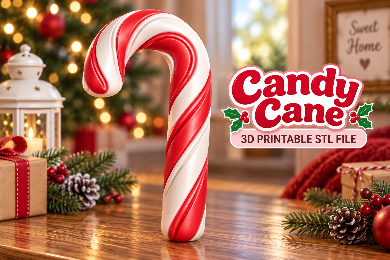 Candy Cane 3D Printable STL File · Creative Fabrica