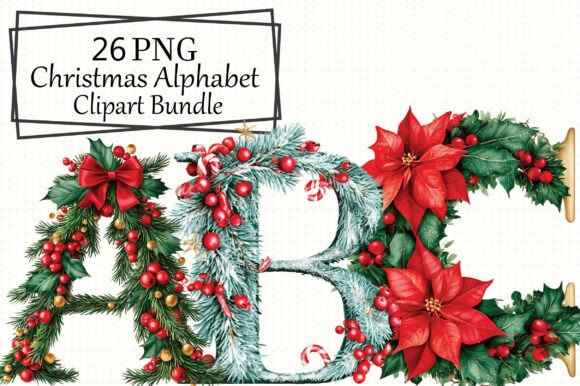 Roses Butterflies Alphabet Clipart PNG Graphic by Muntaha Designs ...