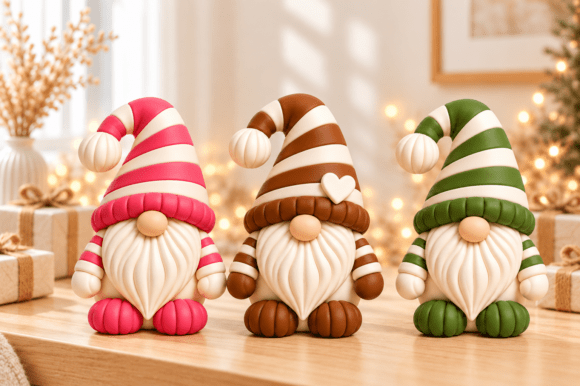 Christmas Gnome Trio STL Bundle  3 Festive 3D Print Gnome Figurines - Image 2
