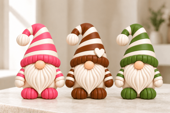 Christmas Gnome Trio STL Bundle  3 Festive 3D Print Gnome Figurines - Image 3