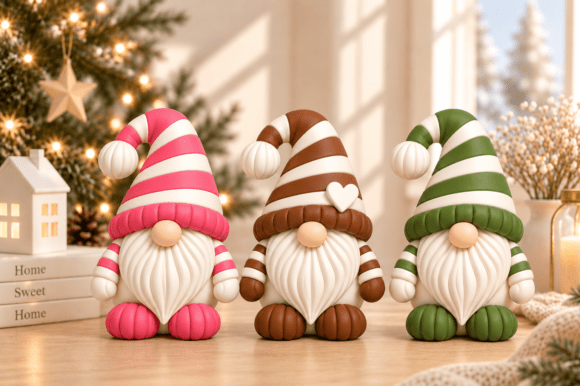 Christmas Gnome Trio STL Bundle  3 Festive 3D Print Gnome Figurines - Image 4