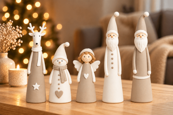Christmas Reindeer, Snowman, Angel & Santa 3D STL Bundle - 5 Holiday Figurines - Image 1