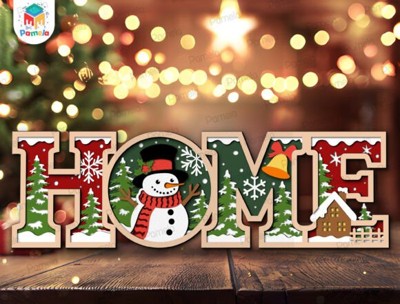 Christmas Home Shadow Box SVG