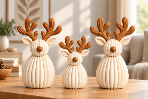 Christmas Reindeer Family 3D Print STL Bundle – 3 Sizes Holiday Decor - Image 2