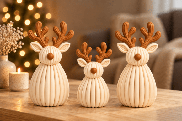 Christmas Reindeer Family 3D Print STL Bundle – 3 Sizes Holiday Decor - Image 3