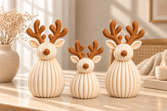 Christmas Reindeer Family 3D Print STL Bundle – 3 Sizes Holiday Decor - Image 5