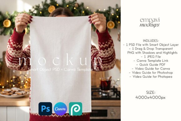 Christmas Tea Towel Mockup