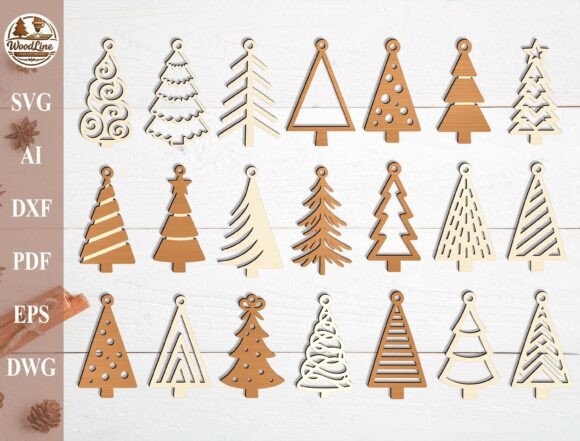 Christmas Tree Ornament SVG Bundle (Design 2) laser cut file