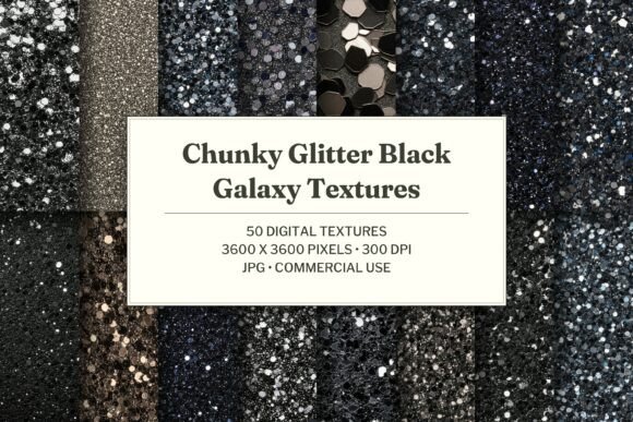 Chunky Glitter Black Galaxy Texture
