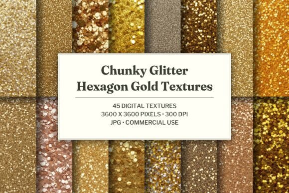 Chunky Glitter Hexagon Gold Texture