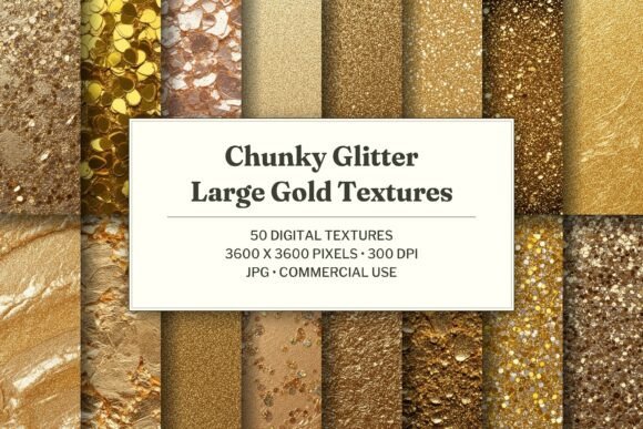 Chunky Glitter Large Gold Texture