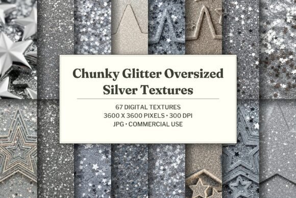 Chunky Glitter Oversized Silver Texture