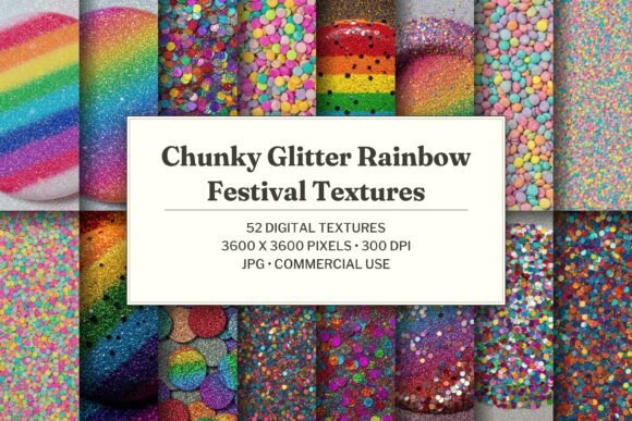 Chunky Glitter Rainbow Festival Texture