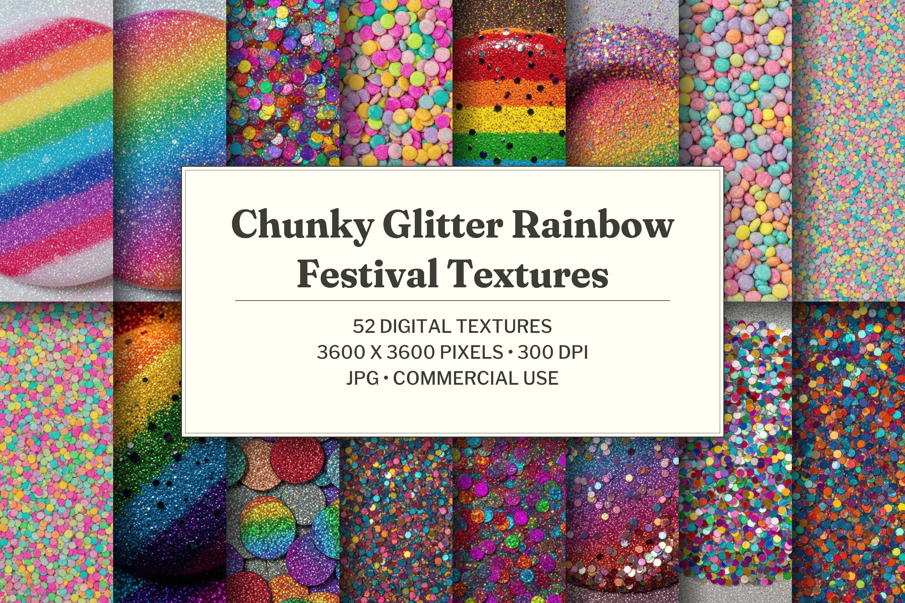 Chunky Glitter Rainbow Festival Texture