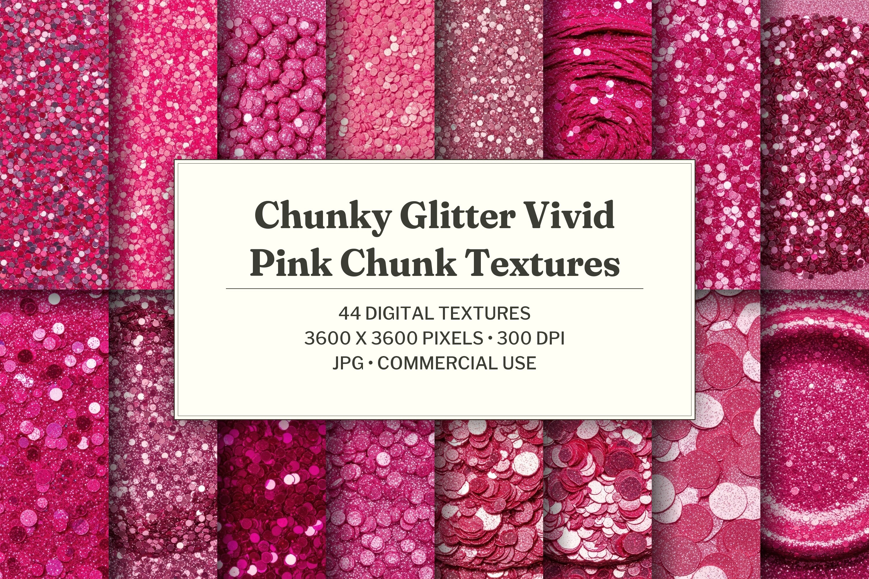 Chunky Glitter Vivid Pink Chunk Texture