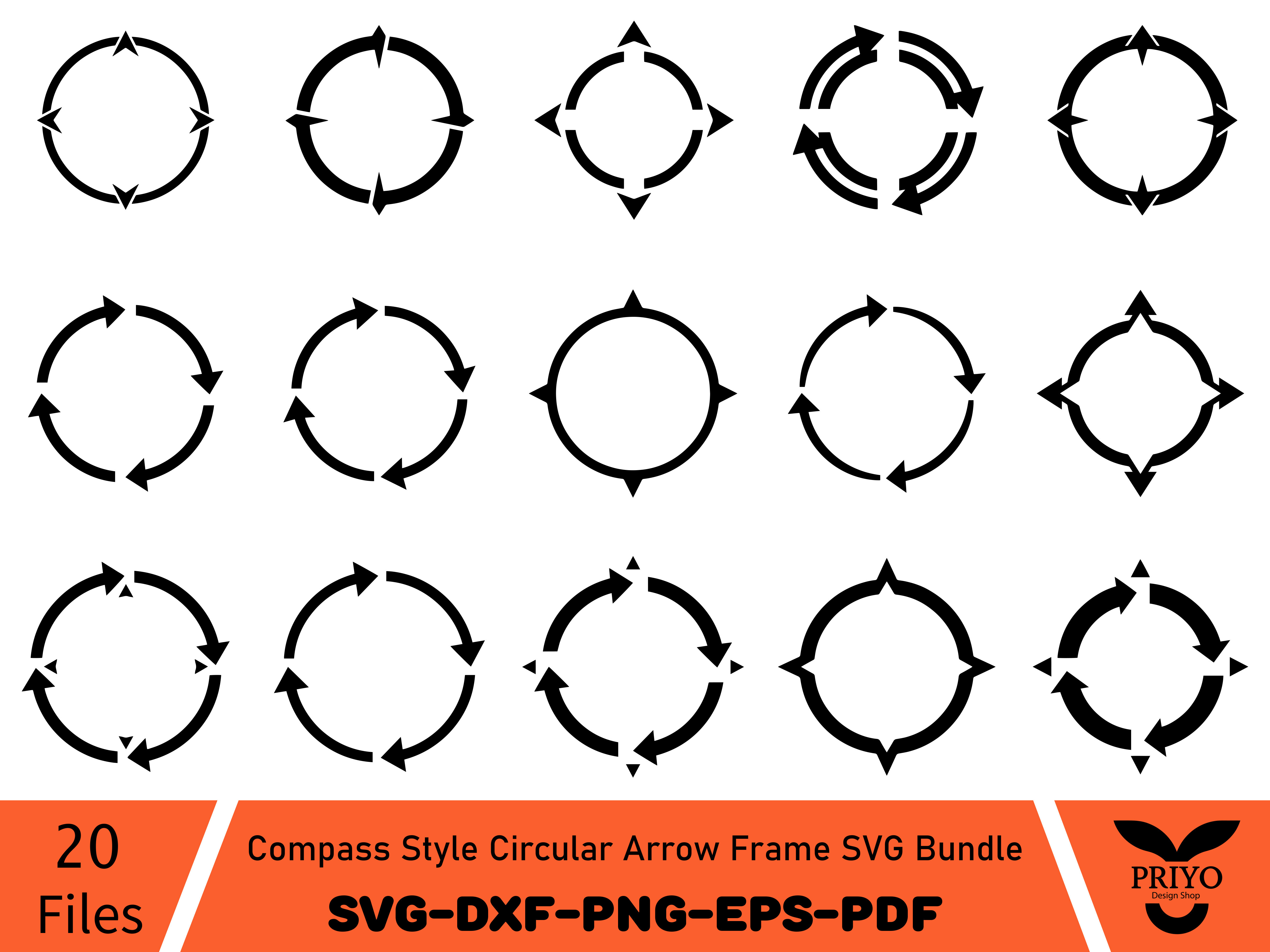 Compass Style Circular Arrow Frame SVG