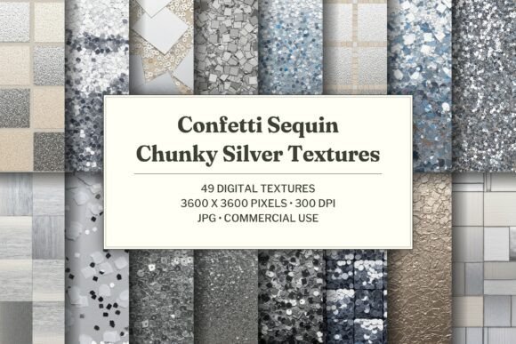 Confetti Sequin Chunky Silver Texture