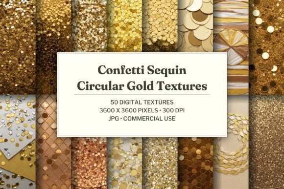 Confetti Sequin Circular Gold Texture