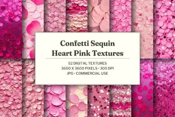 Confetti Sequin Heart Pink Texture