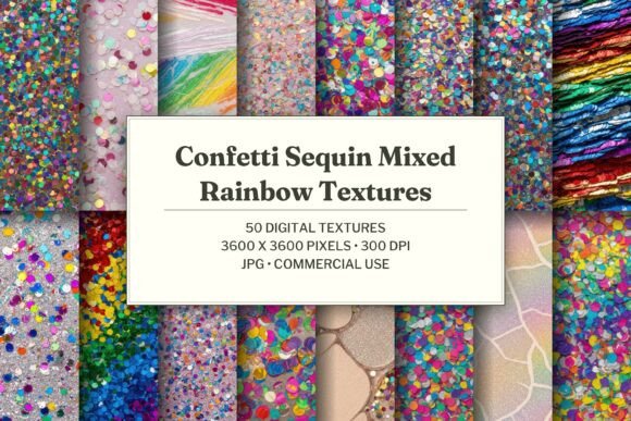 Confetti Sequin Mixed Rainbow Texture