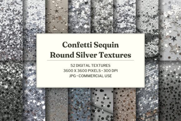 Confetti Sequin Round Silver Texture