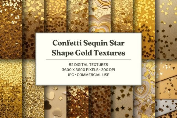 Confetti Sequin Star Shape Gold Texture