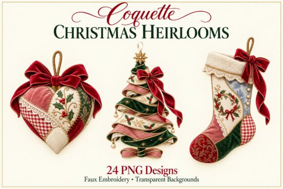Coquette Christmas PNG Clipart Bundle