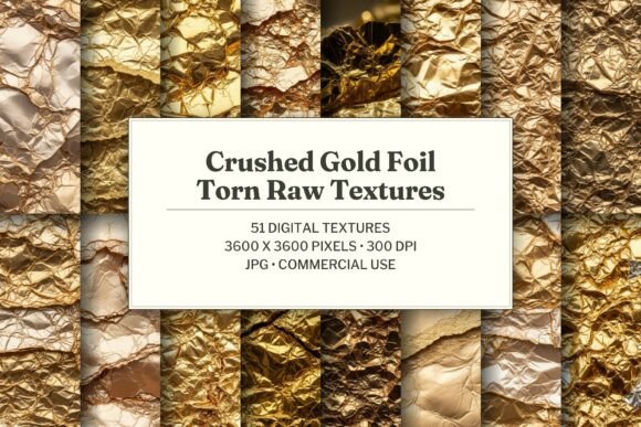 Crushed Gold Foil Torn Raw Texture
