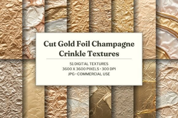 Cut Gold Foil Champagne Crinkle Texture
