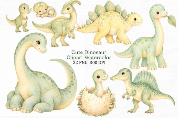 Cute Dinosaur Clipart Watercolor