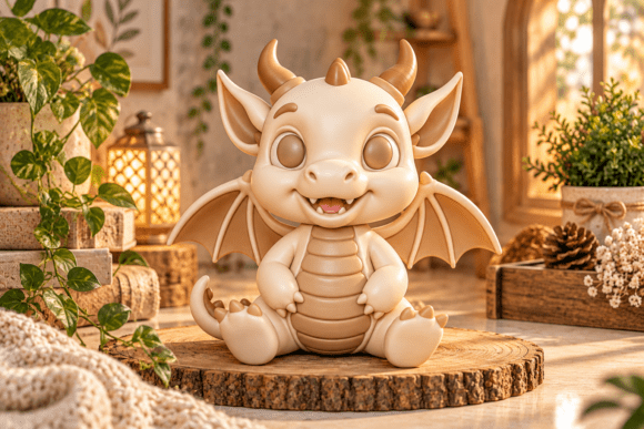 Cute Dragon 3D Print – Adorable Seated Fantasy Dragon Model - Image 1