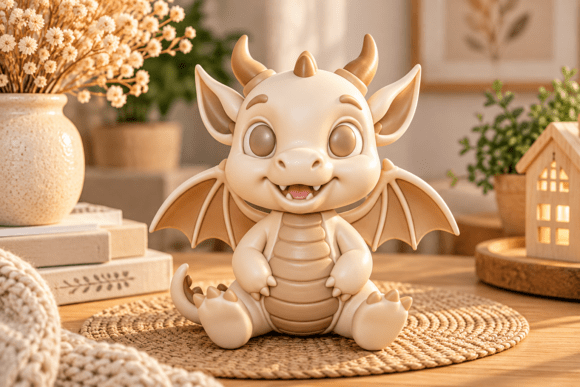 Cute Dragon 3D Print – Adorable Seated Fantasy Dragon Model - Image 4