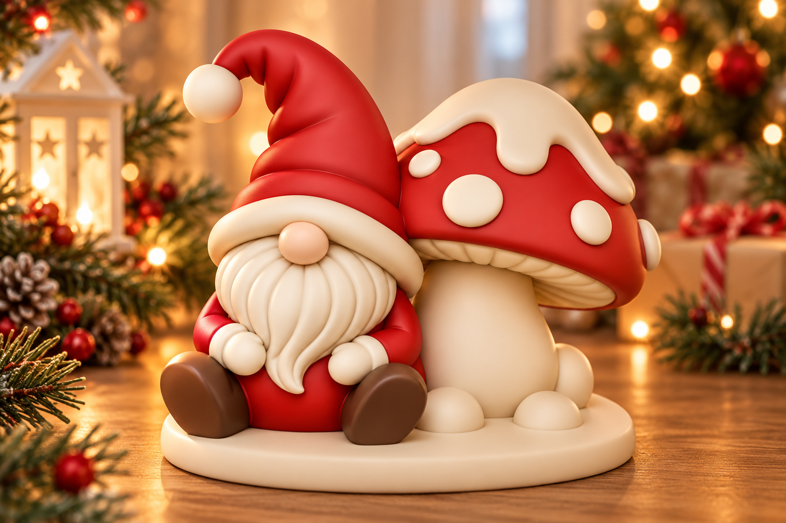 Cute Gnome Mushroom 3D Print STL  Christmas Gnome Decor for FDM & Resin - Image 4