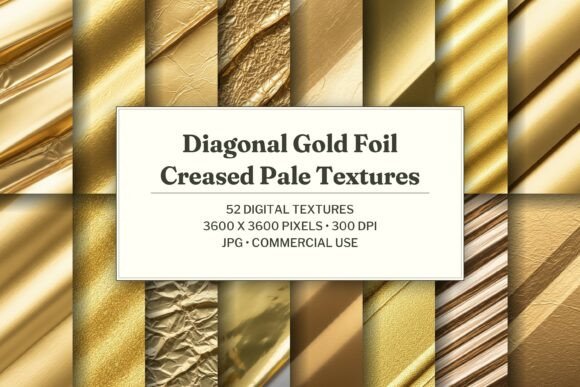 Diagonal Gold Foil Creased Pale Texture