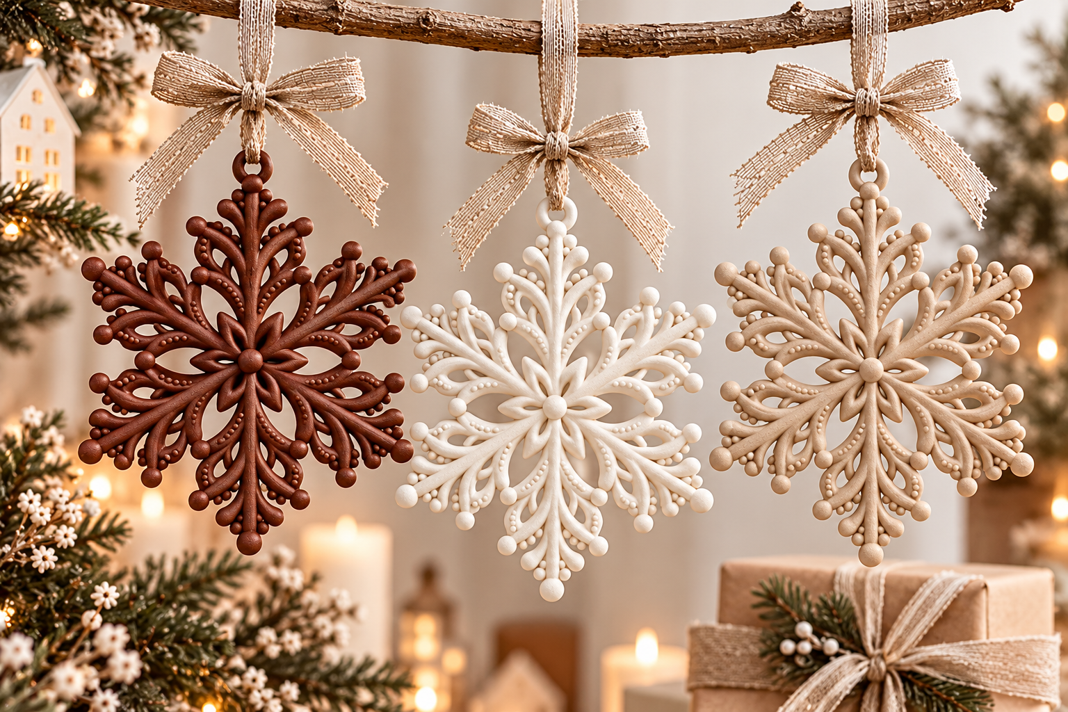 Elegant Snowflake Ornament STL Set – 3D Printable Christmas Decor Files - Image 5