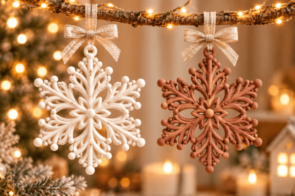 Elegant Snowflake Ornament STL Set – 3D Printable Christmas Decor Files - Image 2
