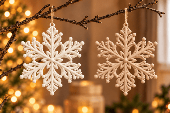 Elegant Snowflake Ornament STL Set – 3D Printable Christmas Decor Files - Image 4